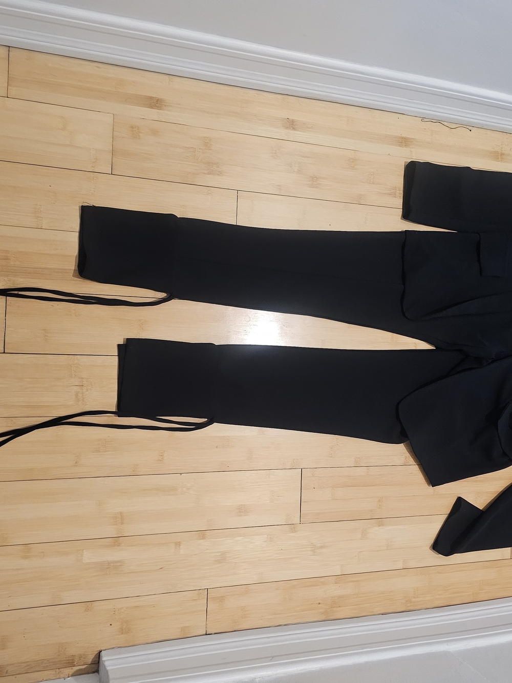 Fashion Nova Black Boot Cut Pants Suit with Self-Tie Straps And Blazer